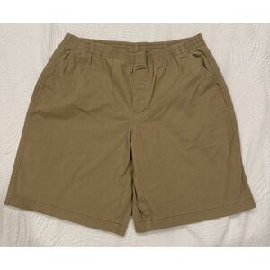 Lands End Bermuda Shorts Womens Size 16 Tan Elastic Waist Mid Rise